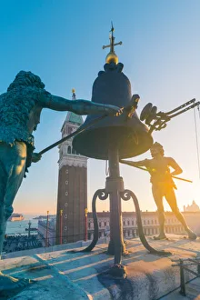 Images Dated 21st January 2018: The Moors on top of the St Marks Clock Tower, St Marks Square, Venice, Veneto, Italy