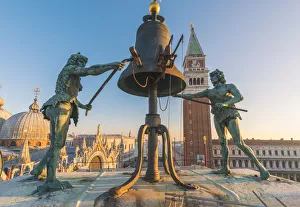 Images Dated 21st January 2018: The Moors on top of the St Marks Clock Tower, St Marks Square, Venice, Veneto, Italy