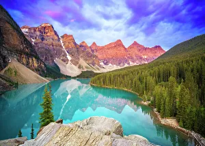 Emerald Prints: Moraine Lake Sunrise during summer in Banff National Park, Alberta, Canada
