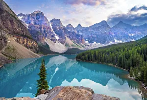 Emerald Prints: Moraine Lake Sunset during summer in Banff National Park, Alberta, Canada