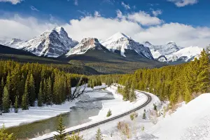 Morants Curve With Haddo Peak, Saddle Mountain and Fairview Mountain, Banff National