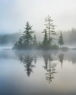 Groton Prints: Morning fog on Ricker Pond, Groton State Forest, Vermont, USA