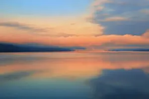 Morning Light Prints: Morning light with fog on Lake of Two Rivers, Algonquin Provincial Park, Ontario, Canada