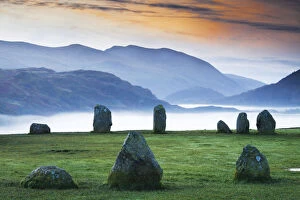 Moody Collection: Morning Mist behind Castlerigg Stone Circle, Lake District National Park, Cumbria