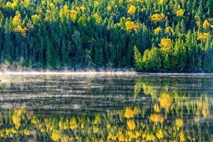 Lakeshores Prints: Morning mist on Fenton-Treeby Lake, Lake Superior Provincial Park, Ontario, Canada