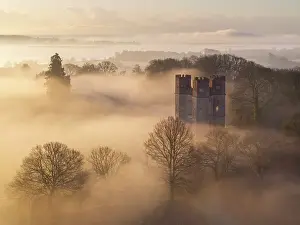 Belvedere Prints: Morning mist surrounds The Belvedere at dawn on a winter morning