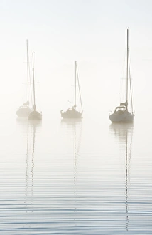 Windermere Prints: Morning mist on Windermere, Cumbria, UK