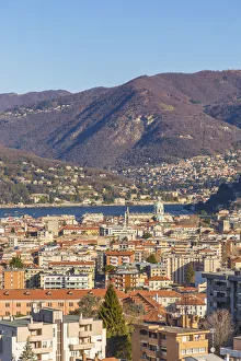 Como Prints: A morning view of Como city and lake Como, Lombardy, Italy, Europe