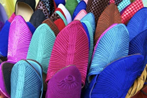 Images Dated 28th May 2015: Moroccan Slipper Shop, The Medina, Rabat, Morocco, North Africa