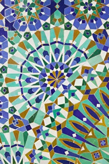 Morocco, Atlantic Coast, Casablanca Hassan II Mosque- Tile Detail