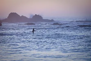 Morocco, Atlantic Coast, Essaouira, Lone Surf Casting Fisherman Morocco, Atlantic Coast, Essaouira, Lone Surf Casting Fisherman
