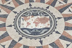 Belem Prints: Mosaic map showing the discoveries routes in the 15th and 16th centuries, Monument