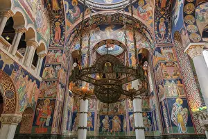 Indoors Prints: Mosaic in St. George church interior, Oplenac, Serbia