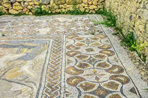 Roman Ruins Prints: Mosaic tiled floors at the archaeological Site of Volubilis
