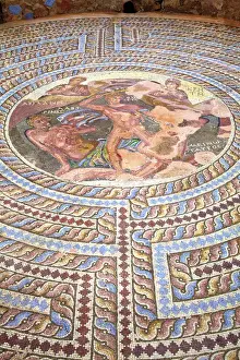 Geometric Design Prints: Mosaics at House of Theseus, Kato Pathos Archaeological Park, Pathos, Cyprus, Eastern