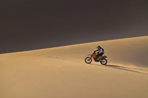 Motorcycle Prints: Motorcyclist, Erg Chigaga, Sahara Desert, Morocco, Africa
