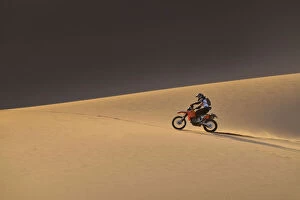 Motorcyclist, Erg Chigaga, Sahara Desert, Morocco, Africa