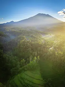 Q3 2025 Prints: Mount Agung volcano (highest mountain in Bali) and rice terraces, Bali, Indonesia
