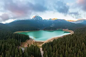 Mount Durmitor and Crno Jevero or Black lake in the Municipality of Zabljak in northern Montenegro