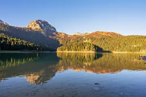 Glacial Lake Prints: Mount Durmitor and Crno Jevero or Black lake in the Municipality of Zabljak in northern Montenegro