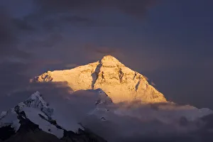 Tibet Prints: Mount Everest at sunset as seen from Dzarongpu, Himalaya, Tibet, China