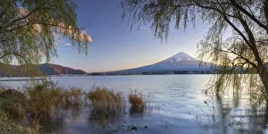 Mount Fuji and Lake Kawaguchi at sunset, Yamanashi Prefecture, Japan