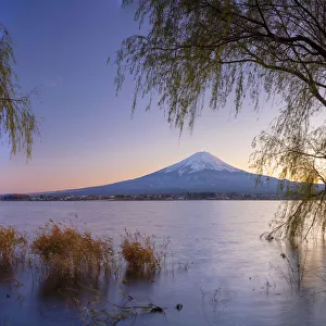 Mount Fuji and Lake Kawaguchi at sunset, Yamanashi Prefecture, Japan