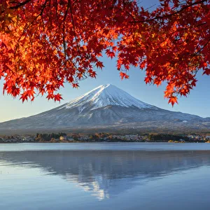 Mount Fuji and Lake Kawaguchi, Yamanashi Prefecture, Japan
