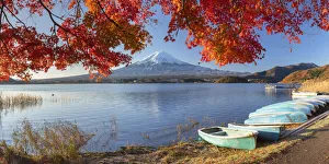 Mount Fuji and Lake Kawaguchi, Yamanashi Prefecture, Japan