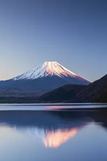 Mount Fuji and Lake Motosu at sunset, Yamanashi Prefecture, Japan