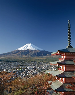 Mt Fuji Prints: Mount Fuji & Pagoda, Honshu, Japan