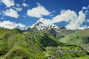 Mount Kazbek (5047m), the third-highest peak in Georgia, bordering Russia, with the