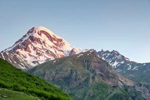Images Dated 8th October 2019: Mount Kazbek at sunrise, Stepantsminda, Mtskheta-Mtianeti, Georgia