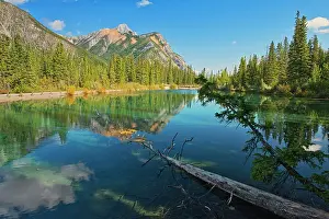 Mount Lorette and the Canadian Rocky Mountains reflected in Lorette Ponds Kananaskis Coutnry, Alberta, Canada