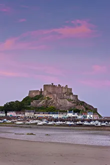Mount Orgueil Castle, Grouville Bay in Gorey, Jersey, Channel Islands