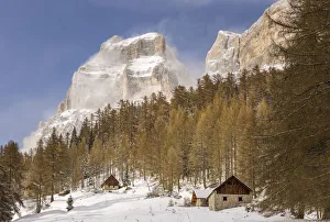Mount Pelmetto and Pelmo after a snowfall, Coi di Zoldo, Belluno district, Veneto, Italy