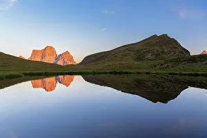 Cadore Prints: Mount Pelmo reflecting in the calm water of the lake of Baste