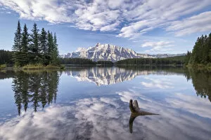 Mount Rundle reflected in Two Jack Lake, Banff National Park, Alberta, Canada