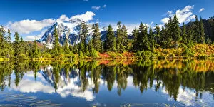 Images Dated 2nd October 2017: Mount Shuksan Reflecting in Highwood Lake, Mt. Baker-Snoqualmie National Forest, Washington