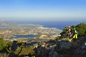 Bike Gallery: Mountain bikers in Stavros, Selakano overlooking Agios Nikolaos, Crete, Greece, Europe