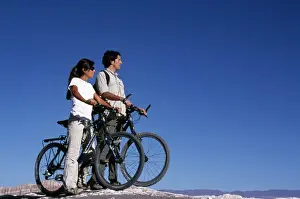 Mountain biking amidst the wind-eroded peaks and lunar landscape of Moon Valley