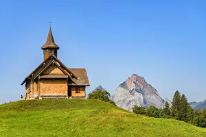 Images Dated 3rd November 2020: Mountain chapel Stoos with Mythen at Stoos village, Morschach, canton Schwyz, Switzerland