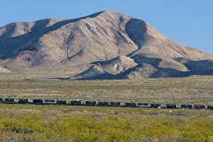 Railroad Prints: Mountain and Creosote desert, I 10 between Van Horn and El Paso, Texas, USA