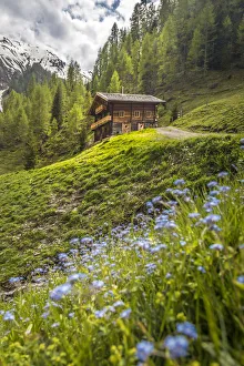 Mountain hut in the Rosstal valley above Kalkstein, Villgratental, East Tyrol, Tyrol, Austria Mountain hut in the Rosstal valley above Kalkstein, Villgratental, East Tyrol, Tyrol, Austria
