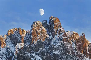 Images Dated 3rd March 2021: Mountain impression Cadini di Misurina and moon - Italy, Veneto, Belluno