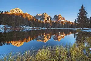 Mountain impression at Lago Antorno with Cadini di Misurina - Italy, Veneto, Belluno