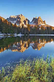 Mountain impression at Lago Antorno with Cadini di Misurina - Italy, Veneto, Belluno