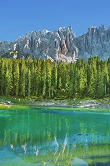 Latemar Prints: Mountain impression at Lago di Carezza - Italy, Trentino-Alto Adige, South Tyrol
