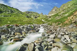 Bern Prints: Mountain impression with mountain brook at Susten Pass - Switzerland, Bern, Uri