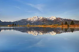 Images Dated 4th March 2021: Mountain impression reflection of Herzogstand in Eichsee - Germany, Bavaria